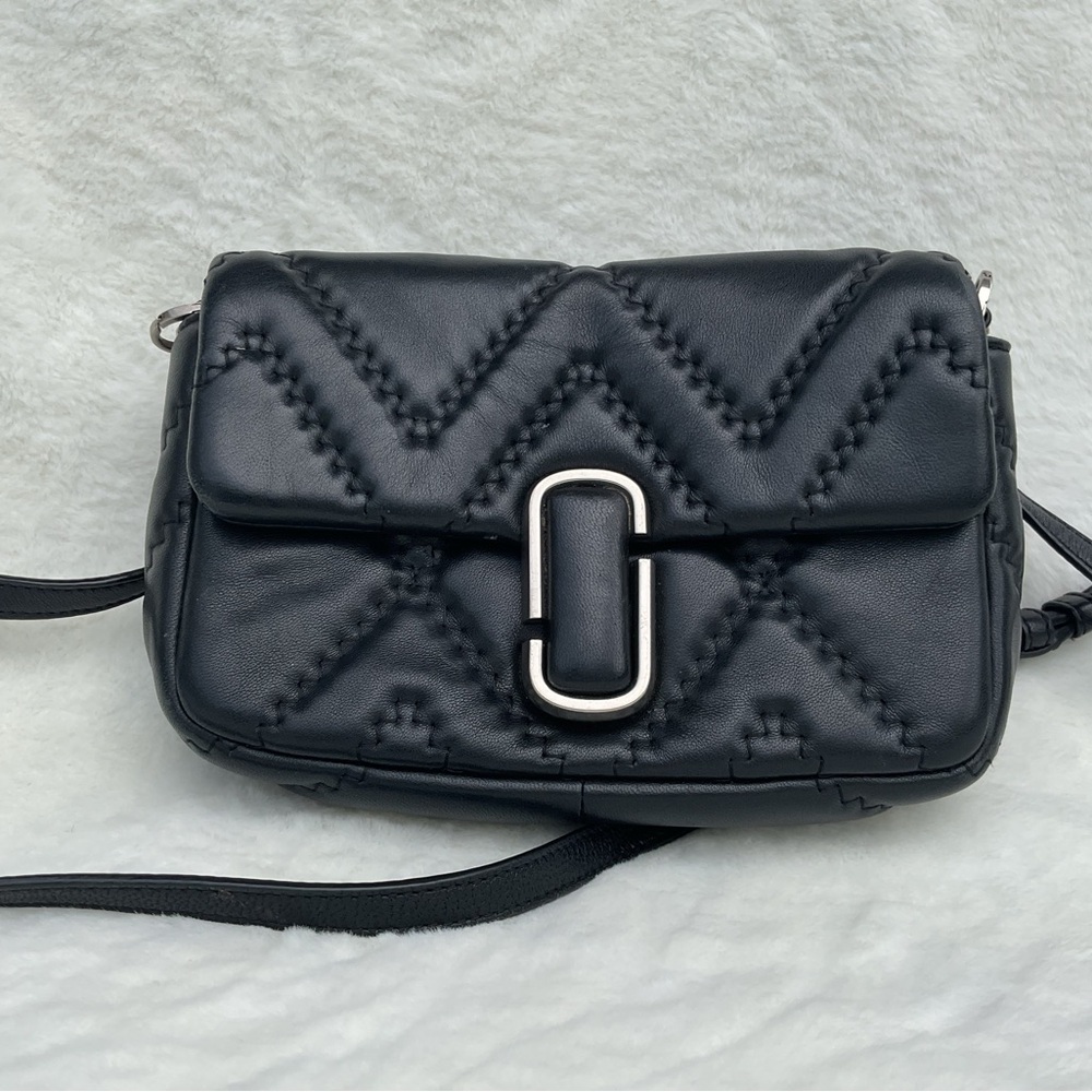 Marc Jacobs Black Quilted Crossbody with Silver Accent